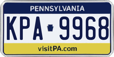 PA license plate KPA9968
