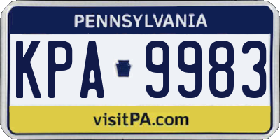 PA license plate KPA9983