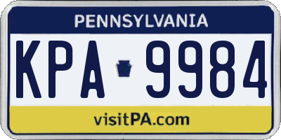 PA license plate KPA9984