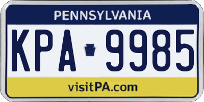 PA license plate KPA9985