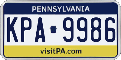 PA license plate KPA9986