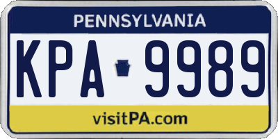 PA license plate KPA9989