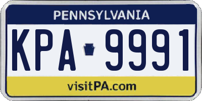 PA license plate KPA9991
