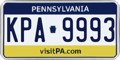 PA license plate KPA9993
