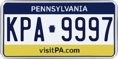 PA license plate KPA9997