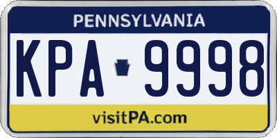 PA license plate KPA9998