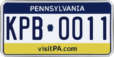 PA license plate KPB0011