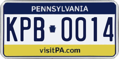 PA license plate KPB0014