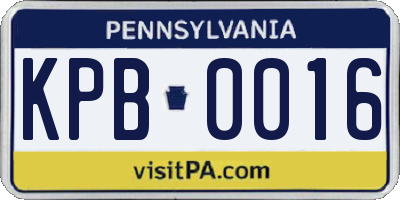 PA license plate KPB0016