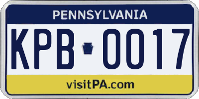 PA license plate KPB0017