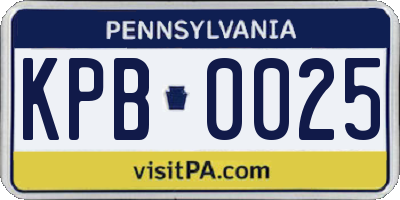 PA license plate KPB0025