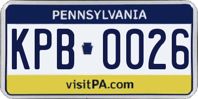 PA license plate KPB0026