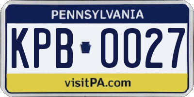 PA license plate KPB0027