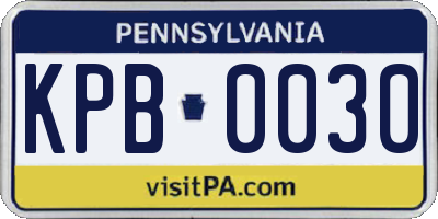 PA license plate KPB0030