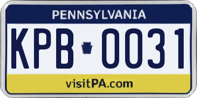 PA license plate KPB0031