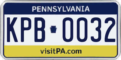 PA license plate KPB0032