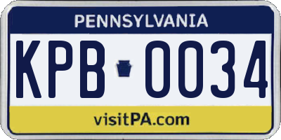 PA license plate KPB0034