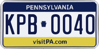 PA license plate KPB0040