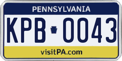 PA license plate KPB0043