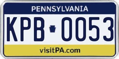 PA license plate KPB0053