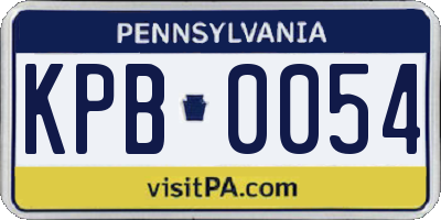 PA license plate KPB0054