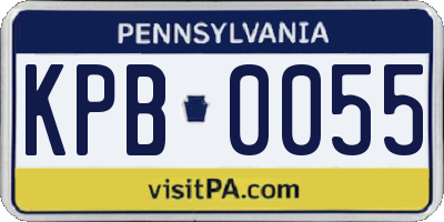 PA license plate KPB0055