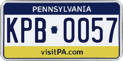 PA license plate KPB0057