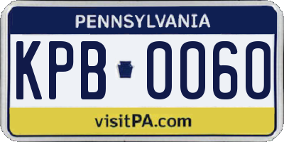 PA license plate KPB0060