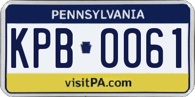 PA license plate KPB0061