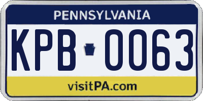 PA license plate KPB0063