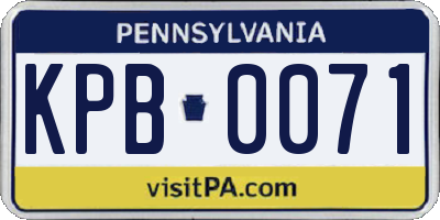 PA license plate KPB0071