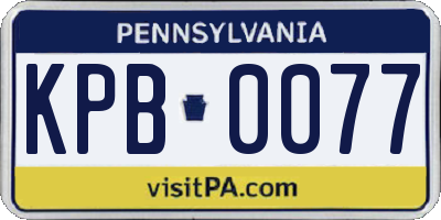PA license plate KPB0077