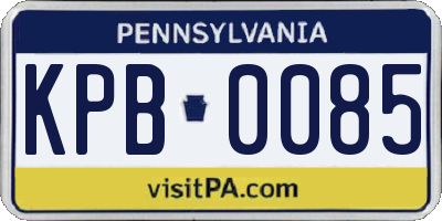 PA license plate KPB0085