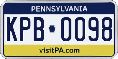 PA license plate KPB0098