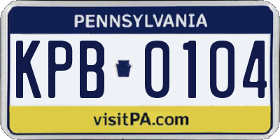 PA license plate KPB0104