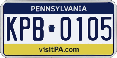 PA license plate KPB0105