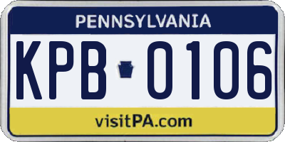 PA license plate KPB0106