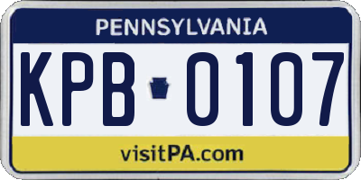 PA license plate KPB0107