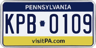 PA license plate KPB0109