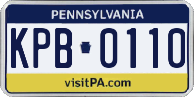 PA license plate KPB0110