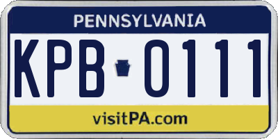 PA license plate KPB0111