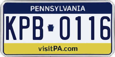 PA license plate KPB0116