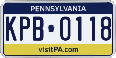 PA license plate KPB0118