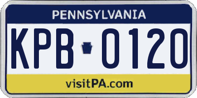 PA license plate KPB0120