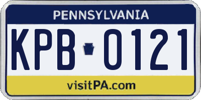 PA license plate KPB0121
