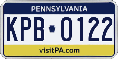 PA license plate KPB0122