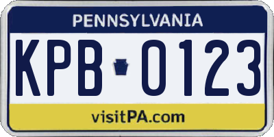 PA license plate KPB0123