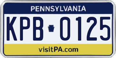 PA license plate KPB0125