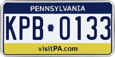 PA license plate KPB0133