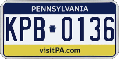 PA license plate KPB0136